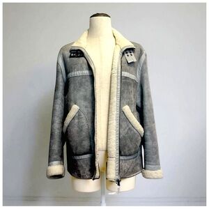 Versace Jeans Couture Distressed Shearling Jacket – Gray | Vintage Luxury